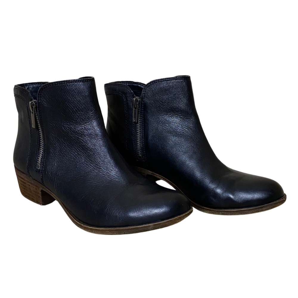 Lucky Brand “Breah” Black Leather Double Zip-Up Booties Size 10 - Picture 2 of 11